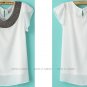 Ladies Crew Neck Short-Sleeve Chiffon Beaded Blouse