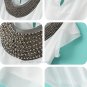 Ladies Crew Neck Short-Sleeve Chiffon Beaded Blouse