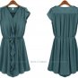 Ladies V Neck Short-Sleeve Chiffon One-Piece Dress