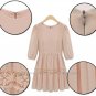 Ladies Crew Neck Mid-Sleeve Lace Chiffon One-Piece Dress