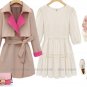 Ladies Crew Neck Mid-Sleeve Lace Chiffon One-Piece Dress