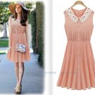 Ladies Crew Neck Sleeveless Chiffon One-Piece Dress