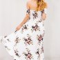 Size XL White Slash-neck Floral Printed Summer Beach Dress DM1005