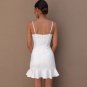 Size S White Sexy U-neck Sling Ruffle Mini Dress DM1007