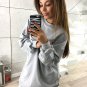 Size S Grey Pullover Women Sweatshirt DM1011