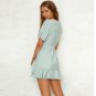 Size 2XL Green Bohemian V-neck Loose Short Sleeve Mini Dress DM1028