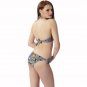 Size L Blue Floral Printed Bandage Sexy Bikini DM1050