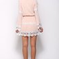 Size XL Pink V-neck Long Sleeve Lace Chiffon Dress DM1065