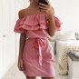 Size L Red Women Mini Stripe Dress DM1069