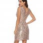 Size XXL Pink Sequined V-neck Chic Dress DM1074
