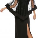 Size XXL Black Sequined High Waisted Mesh Split Slim Dress DM1075