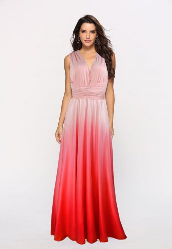 Size L Pink Gradient Sexy Cross Bandage Evening Dress DM1077