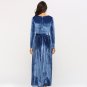 Size L Blue Velvet Long Winter Warm Dress DM1080