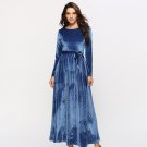 Size XL Blue Velvet Long Winter Warm Dress DM1080