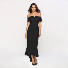 Size XL Black V-neck Off Shoulder Tuxedo Elegant Dress DM1081