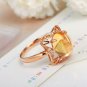 Natural 2.95ct Citrine rings and Surrounding with natural diamond 14K gold rings