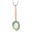 Natural 9.95ct Prehnite pendant and 18K rose gold surround with natural diamond pendant