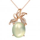 Natural 7.8ct Prehnite pendant and 18K rose gold surround with natural diamond pendant