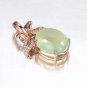 Natural 7.8ct Prehnite pendant and 18K rose gold surround with natural diamond pendant