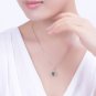 Natural 3.65ct Prehnite pendant and 18K white gold surround with natural diamond pendant