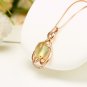 Natural 2.68ct Prehnite pendant and 18K rose gold surround with natural diamond pendant