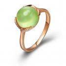 Natural 3.733ct Prehnite and Surrounding with natural diamond 18K gold rings