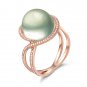 Natural 7.96ct Prehnite and Surrounding with natural diamond 18K gold rings