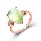 Natural 4.6ct Prehnite and adorning with natural diamond 14K gold rings