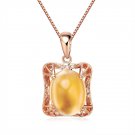 Natural 2.7ct Citrine 12pcs diamond with 14K rose gold pendant