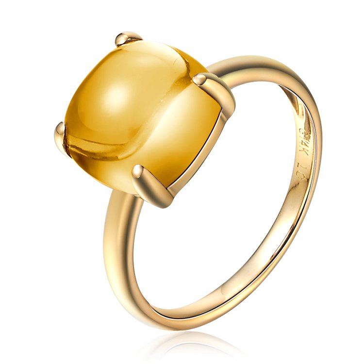Natural 3.65ct Citrine 14K yellow gold rings