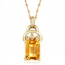 Natural 1.95ct Citrine 6pcs diamond with 14K yellow gold pendant