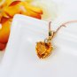 Natural 3.4ct Citrine 1pc diamond with 14K yellow gold pendant