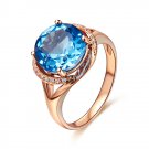 Natural 3.94ct Blue topaz and Surrounding with 18pcs natural diamond 14K rose gold rings