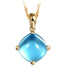 Natural 5.5ct blue topaz pendant with14K yellow gold