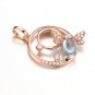 Natural 1.28ct blue topaz and Surrounding with 24pcs natural diamond 14K rose gold pendant