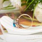 Natural 3.15ct Blue topaz and Surrounding with 20pcs natural diamond 14K rose gold rings