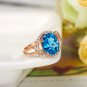 Natural 3.48ct Blue topaz and Surrounding with 40pcs natural diamond 14K rose gold rings