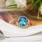 Natural 3.48ct Blue topaz and Surrounding with 40pcs natural diamond 14K rose gold rings