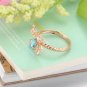 Natural 0.86ct Blue topaz with a natural diamond 14K rose gold rings