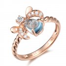 Natural 0.87ct Blue topaz and Surrounding with 9pcs natural diamond 14K rose gold rings