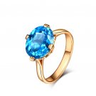 Natural 5.57ct blue topaz rings with 14K rose gold rings