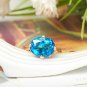 Natural 5.57ct blue topaz rings with 14K rose gold rings
