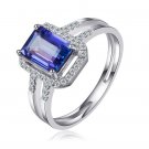 Natural 1.49ct tanzanite and Surrounding with 40pcs natural diamond 18K white gold rings