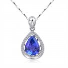 Natural 1.53ct tanzanite and Surrounding with 27pcs natural diamond 18K white gold pendant