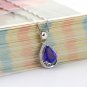 Natural 1.53ct tanzanite and Surrounding with 27pcs natural diamond 18K white gold pendant