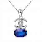 Natural 1.40ct tanzanite and Surrounding with 12pcs natural diamond 18K white gold pendant