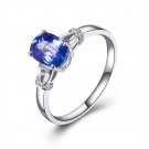 Natural 1.27ct tanzanite and Surrounding with 14pcs natural diamond 18K white gold rings