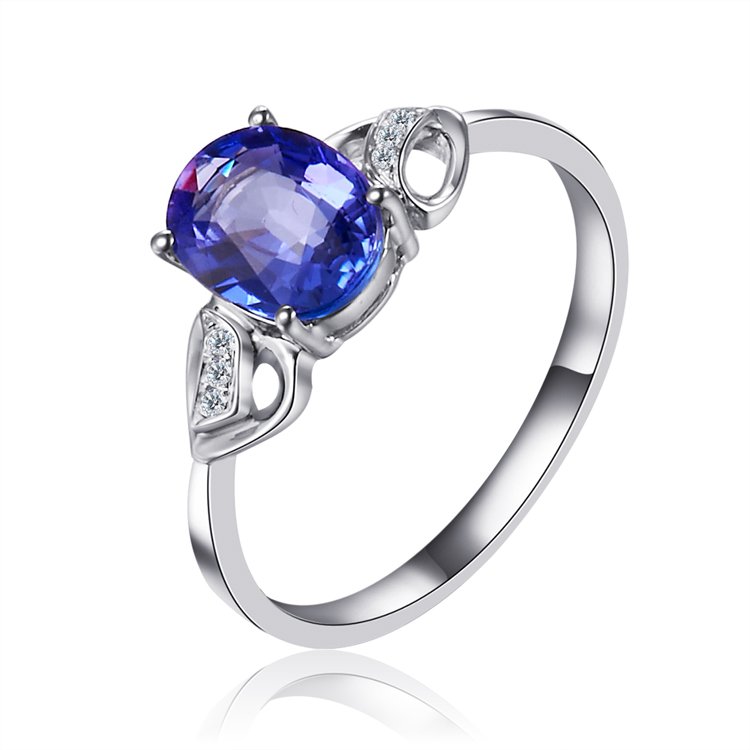 Natural 1.30ct tanzanite and Surrounding with 6pcs natural diamond 18K ...