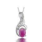 Natural ruby oval cut 0.9ct pendant set in sterling silver