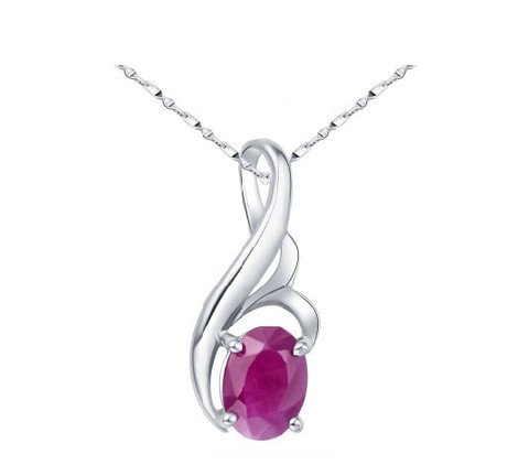 Natural ruby oval cut 0.9ct pendant set in sterling silver